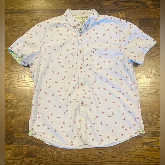 Sovereign Code Button Up Short Sleeve Collared Shirt Light Blue Watermelons XL - Picture 1 of 8